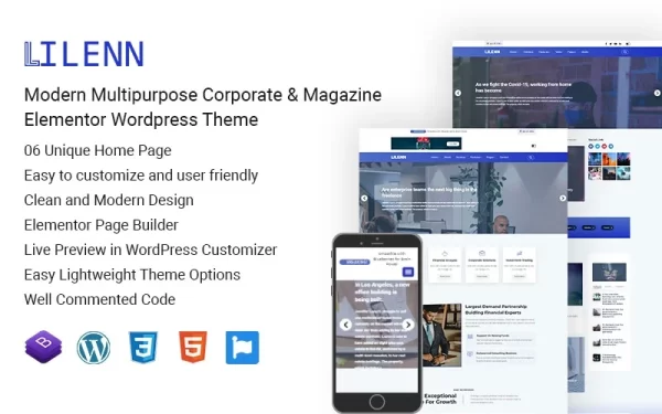 Lilenn-Modern Multipurpose Corporate Magazine Elementor WordPress Theme WordPress Theme 1.0 GPL Theme