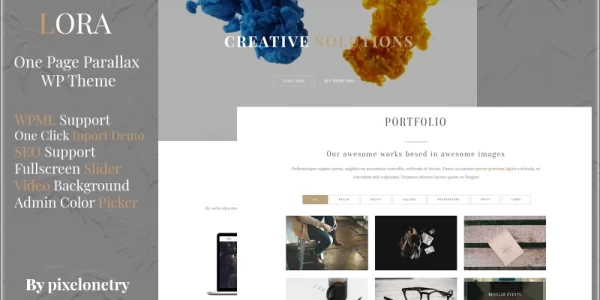 Lora Creative One Page Parallax WordPress Theme 1.0 GPL Theme