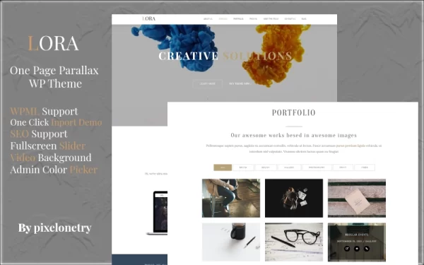 Lora Creative One Page Parallax WordPress Theme 1.0 GPL Theme