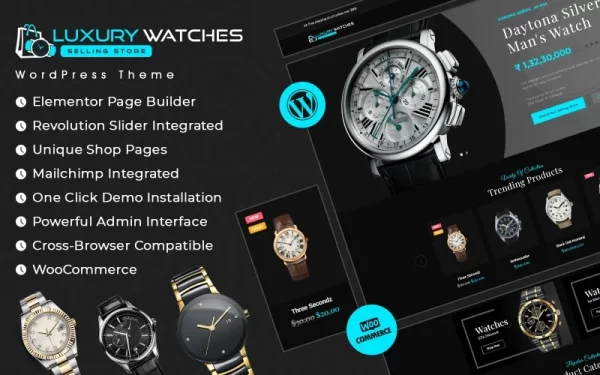 Luxury Watches Selling Store Elementor Woocommerce Theme WordPress Theme 1.0.0 GPL Theme