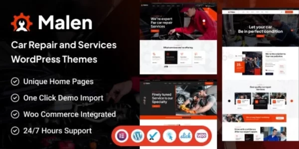Malen Car Service Repair WordPress Theme 1.0.0 GPL Theme