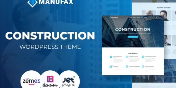 Manufax Construction Multipurpose Creative WordPress Elementor Theme WordPress Theme 1.0.0 GPL Theme