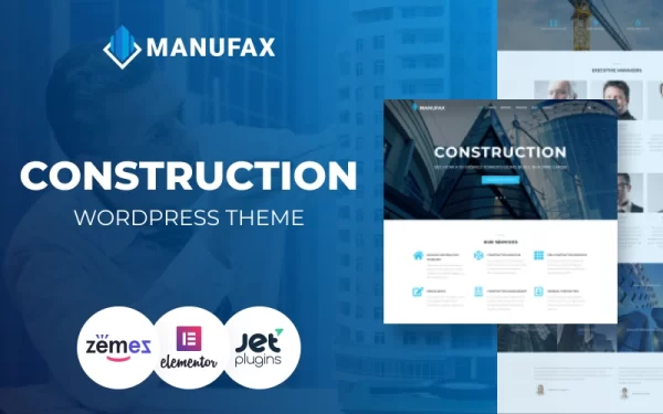 Manufax Construction Multipurpose Creative WordPress Elementor Theme WordPress Theme 1.0.0 GPL Theme