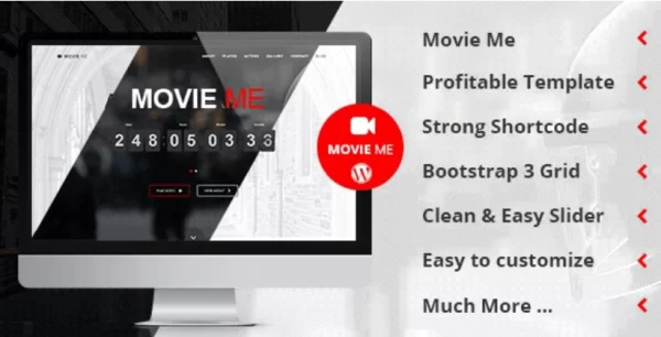 Movie Me One Page Responsive WordPress Theme 5.5 GPL Theme