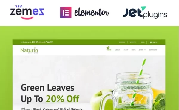 Naturio Food Store Template Elementor WooCommerce Theme 1.0.0 GPL Theme