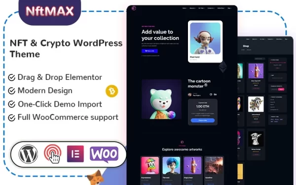 Nftmax – NFT Crypto WordPress Theme 1.0 GPL Theme