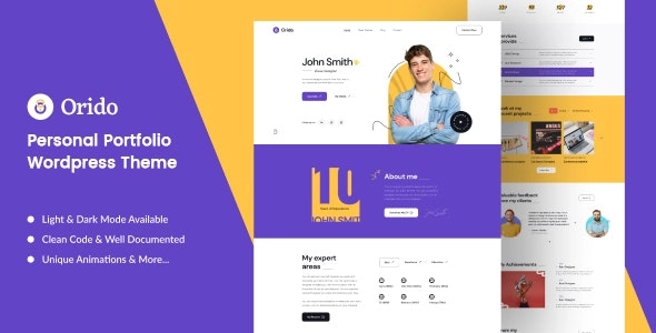 Orido Personal Portfolio WordPress Theme 1.0 GPL Theme