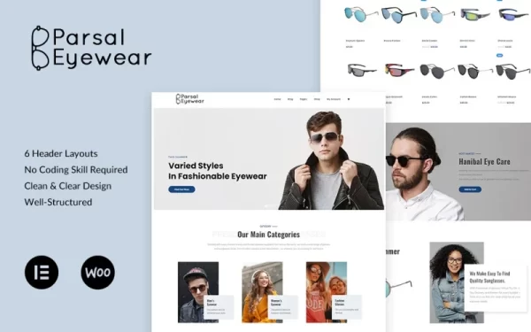 Parsal Fashion Eyewear | Prescription Glasses Sunglasses WordPress Theme 1.0.0 GPL Theme