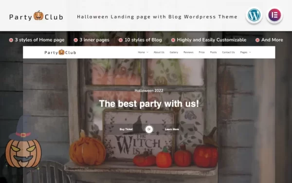 Party Club Halloween Multifunctions Landing page with Blog WordPress Theme WordPress Theme 1.1 GPL Theme
