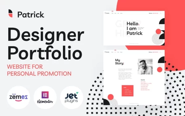 Patrick Designer Portfolio Website for Personal Promotion WordPress Theme 1.0.0 GPL Theme