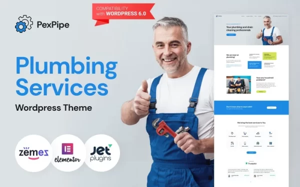 PexPipe Plumbing Services WordPress Theme 1.0.0 GPL Theme