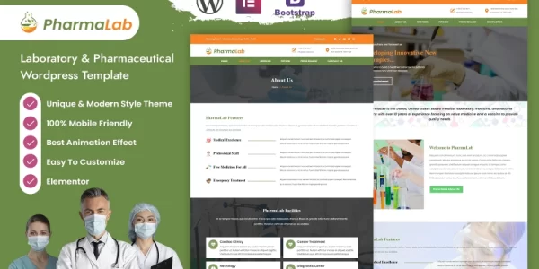 Pharmalab Laboratory Pharmaceutical WordPress Template WordPress Theme 1.0.0 GPL Theme