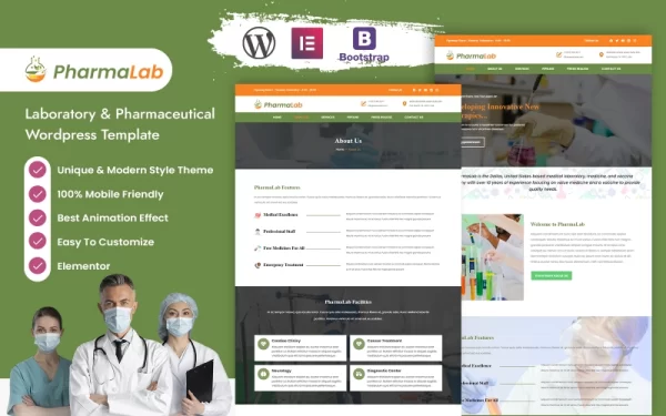 Pharmalab Laboratory Pharmaceutical WordPress Template WordPress Theme 1.0.0 GPL Theme