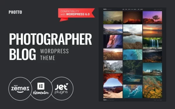 Photto Photographer Blog WordPress Elementor Theme WordPress Theme 1.0.1 GPL Theme