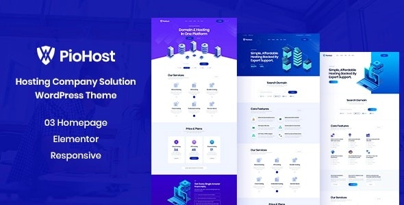 Piohost Domain and Web Hosting WordPress Theme 1.0 GPL Theme