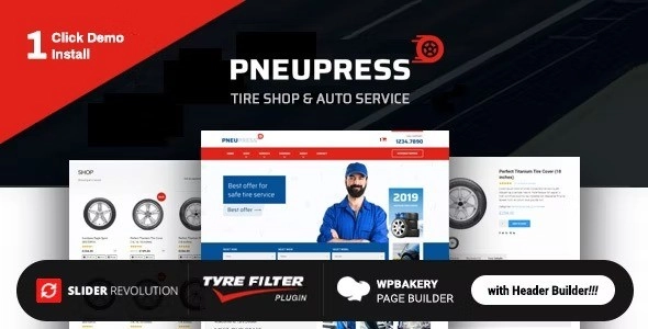 PneuPress Tire Shop and Car Repair WordPress Theme 2.6.0 GPL Theme