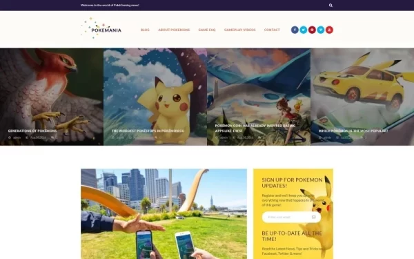 Pokemania Game Portal Pokemon WordPress Theme 1.0.0 GPL Theme