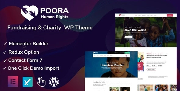 Poora Fundraising Charity WordPress Theme 1.0 GPL Theme