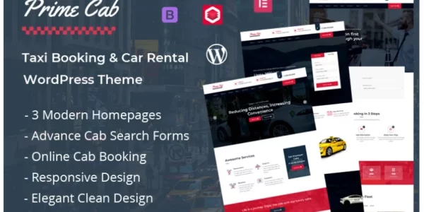 Prime Cab Taxi Booking Car Rental WordPress Theme 1.0 GPL Theme