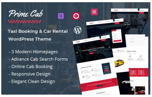 Prime Cab Taxi Booking Car Rental WordPress Theme 1.0 GPL Theme