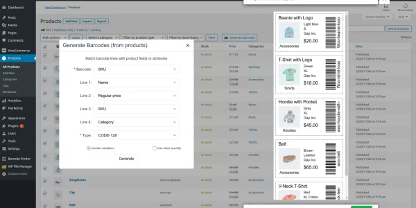 Print Barcode Labels for WooCommerce Products 3.4.6 GPL Plugins