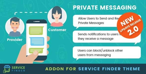 Private Messaging add-on for service finder theme 3.0.0 GPL Plugins