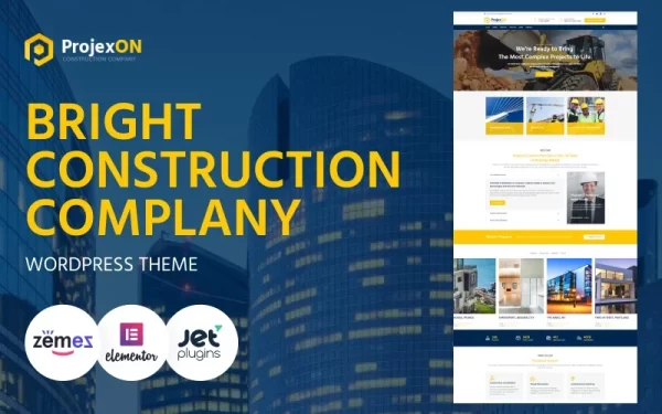 Projexon Bright Construction Complany WordPress Theme 1.0.4 GPL Theme