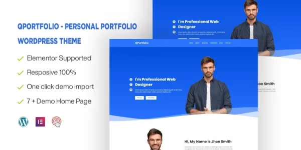 QPortfolio Personal Portfolio One page WordPress Theme 1.0.0 GPL Theme