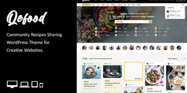 Qefood Community Sharing WordPress Theme 1.6 GPL Theme