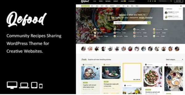 Qefood Community Sharing WordPress Theme 1.6 GPL Theme