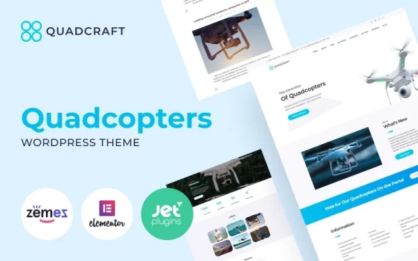 Quadcraft Drone Startup WordPress Theme 1.0.1 GPL Theme