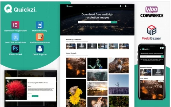Quickzi – Creative Photography, Vectors PSD Downloads WordPress Theme 1.0 GPL Theme