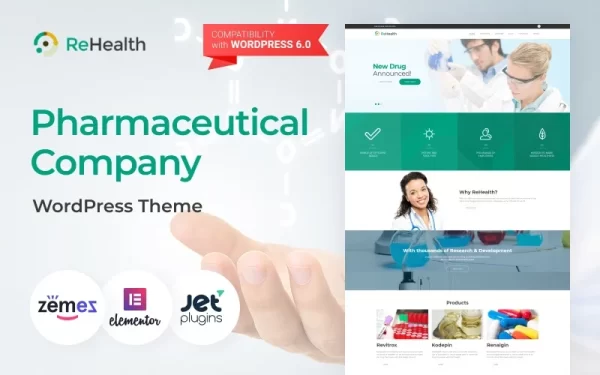ReHealth Medical Drug Store WordPress Theme 1.0.1 GPL Theme