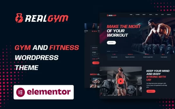 RealGym Gym and Fitness WordPress Theme WordPress Theme 1.0.1 GPL Theme
