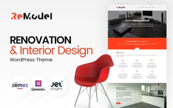 Remodel Renovation Interior Design WordPress Theme 1.0.1 GPL Theme