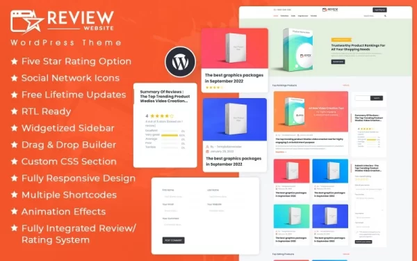 Reviews Ratings WordPress Theme 1.0.0 GPL Theme