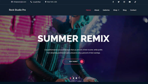 Rock Studio Pro – Unique and Modern Music WordPress Theme 1.4 GPL Theme