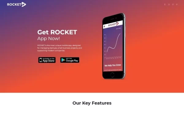 Rocket Mobile App Landing Page WordPress Theme 1.0.0 GPL Theme