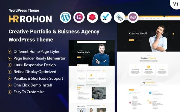 Rohon Creative Personal Portfolio Business and Blog WordPress Theme 1.0.0 GPL Theme