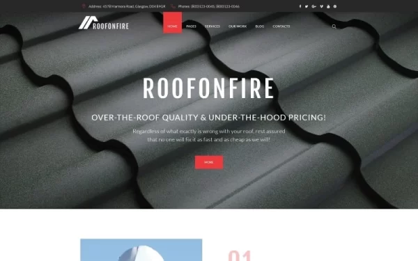 RoofOnFire Roofing Company Responsive WordPress Theme 1.0.0 GPL Theme