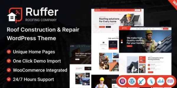 Ruffer Roof Construction Repair WordPress Theme 1.0.0 GPL Theme