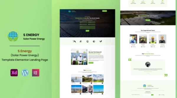 S Energy Solar Renewable Energy Services Elementor Landing Page 1.0 GPL Theme