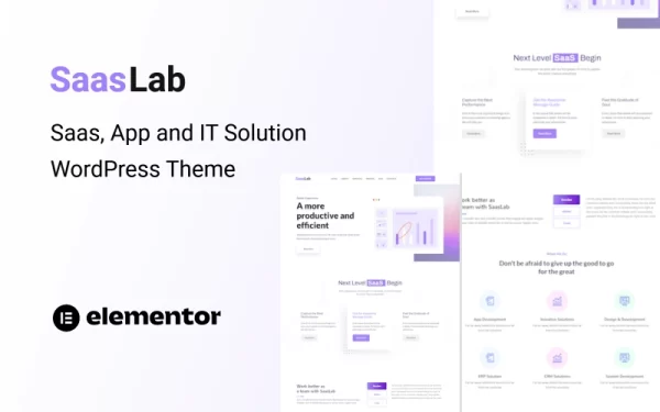 SaasLab SaaS, App and IT Solution One Page WordPress Theme 1.0.0 GPL Theme