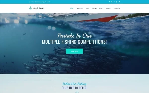 Sail Fish Fishing Club Responsive WordPress Theme 1.0.0 GPL Theme