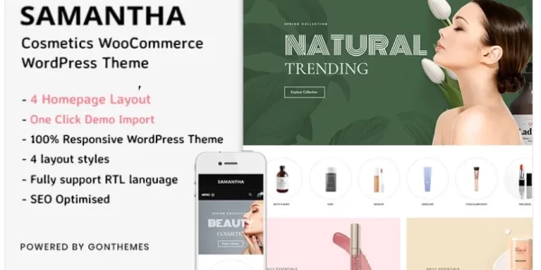 Samantha Cosmetics WooCommerce WordPress Theme 1.0.0 GPL Theme