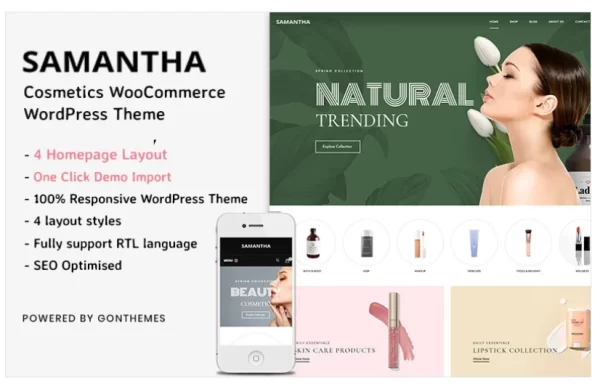 Samantha Cosmetics WooCommerce WordPress Theme 1.0.0 GPL Theme