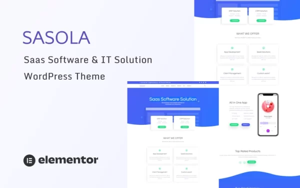 Sasola SaaS Software and IT Solution WordPress Theme 1.0.0 GPL Theme