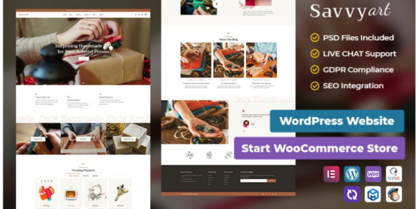 SavvyArt – Handmade Crafting Best of Conversion-Friendly WooCommerce Theme 1.0.0 GPL Theme