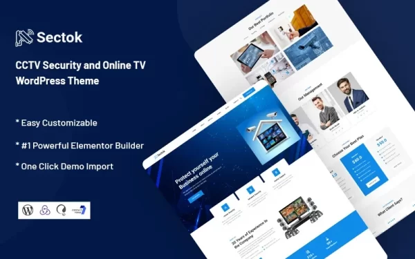 Sectok CCTV Security and Online TV WordPress Theme 1.0.0 GPL Theme