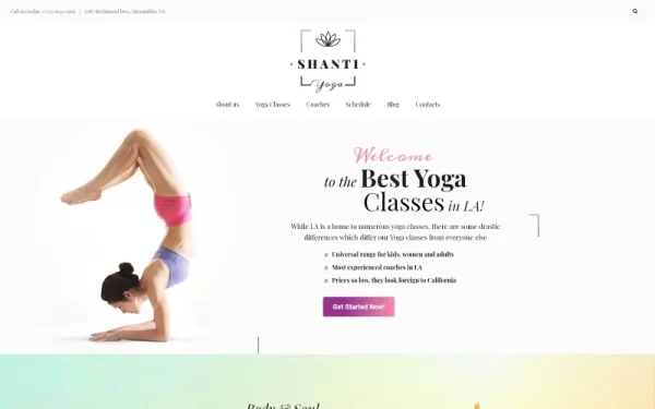 Shanti Yoga Studio WordPress Theme 1.0.0 GPL Theme